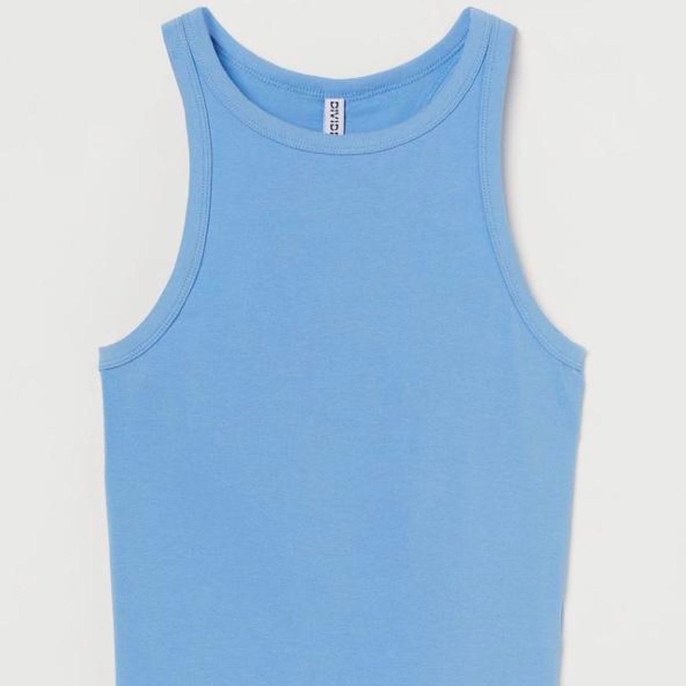 Women’s Sky Blue Crop Racerback Tank Top Size Small - Picture 2 of 4